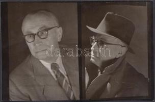 cca 1965 Szöllősy Kálmán (1887-1976) két portré felvétele, vélhetően a felesége készítette a felvételeket, a Szőllősy család archívumából, később készült másolatok, két kép egy fotópapíron 9x14 cm