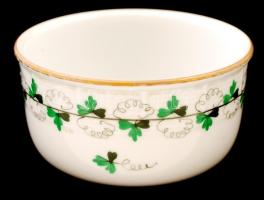 Petrezselyemmintás Herendi porcelán tálka, kézzel festett, jelzett, apró kopásnyomokkal, d: 10,5 cm, m: 6 cm