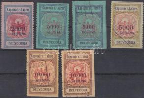 1924 Kaposvári városi illetékbélyeg 2000K, 5000K, 10.000K, 6 db