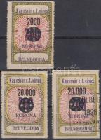 1924 Kaposvári városi illetékbélyeg 2000/200K, 2 x 20.000/200K