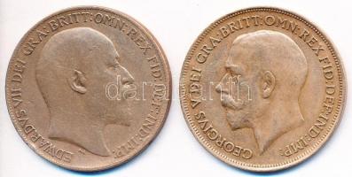 Nagy-Britannia 1910. 1p Br "VII. Edwárd" + 1915. 1p Br "V. György" T:3
Great Bri...