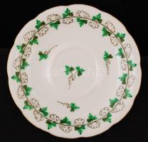 6 db petrezselyemmintás Herendi porcelán csészealj, kézzel festett, jelzett, apró kopásnyomokkal, d:...