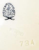 6 db petrezselyemmintás Herendi porcelán csészealj, kézzel festett, jelzett, apró kopásnyomokkal, d:...