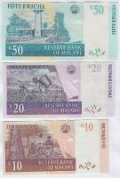 Malawi 1997. 20K + 2004. 10K + 2007. 50K T:I,I- papírránccal
Malawi 1997. 20 Kwacha + 2004. 10 Kwach...