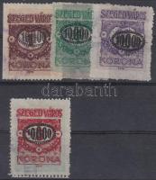 1925 Szeged városi illeték "10.000" felülnyomás az 1K, 4K, 5K, 10K bélyegeken