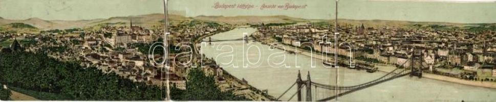 Budapest, three-tile panoramacard litho (r)