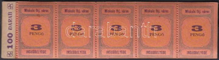 1945 Miskolc városi illeték bélyegfüzet, 3P teljes, ritka!