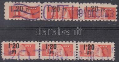 1949 SzTK bélyeg 1,20Ft/80f, egy és két soros felülnyomás