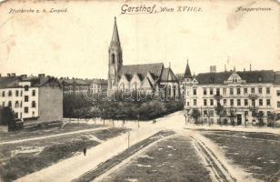 Vienna, Wien XVIII. Gersthof, Alseggerstrasse, Pfarrkirche z. h. Leopold / street, church