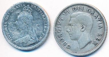 Nagy-Britannia 1891. 3P Ag "Viktória" + 1949. 10c Ag "VI. György" T:3,2-
Great B...