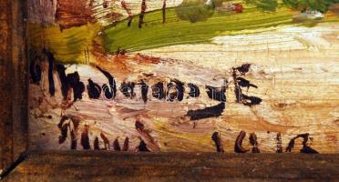 Madarassy Erzsébet (1865-1915): Novi 1912. (Novi Vinodolski). Olaj, karton, jelzett, antik keretben,...