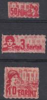 1947 SzTK II. Biztosítási Csoport első sora, ritka! 50f, 3Ft, 10Ft