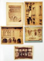 Régi, kartonra ragasztott városrészlet fotók 5db:  Különböző méretben: 23-26cm, 33x24cm /  Old city protos (5p.) in different sizes.