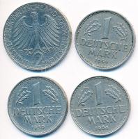 Németország 1950-1964. 1M (3x) + 2M T:2,2- Germany 1950-1964. 1 Mark (3x) + 2 Mark C:XF,VF