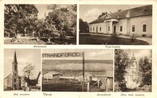 Vereb, park, Végh kastély, Református és Római katolikus templom, strandfürdő (Rb)