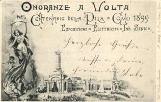 1899 Como, Onoranze a Volta nel Centenario della Pila, Esposizione Elettricita / exposition (Rb)