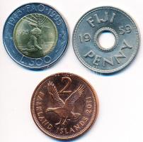 Fiji-szigetek 1959. 1p "II. Erzsébet" + San Marino 1995. 500L + Falkland-szigetek 2011. 2P T:1,2 Fiji Islands 1959. 1 Penny "Elizabeth II" + San Marino 1995. 500 Lire + Falkland Islands 2011. 2 Pence C:UNC,XF