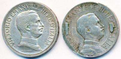 Olaszország 1910-1915. 2L Ag "III. Viktor Emánuel" (2x) T:2-,3 egyiken forrasztásnyom 
Ita...