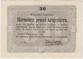1849. 30Kr "Kossuth bankó" T:I- hajtatlan
