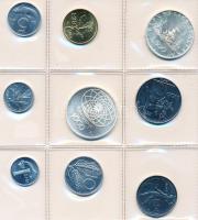 Olaszország 1970R 1L-1000L Ag 9db-os forgalmi sor eredeti bontatlan nejlontokban T:1 Italy 1970R 1 Lira - 1000 Lire Ag collectors set with 9pcs of different coins in original case C:UNC