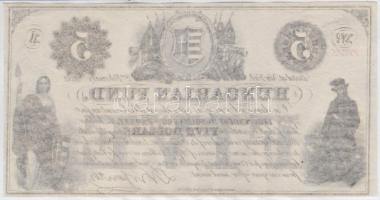 1852. 5$ "A" "Kossuth bankó" piros kézi sorszámozással T:I- tűlyuk, hajtatlan
Hu...