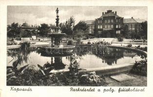 Kaposvár, park, polgári fiú iskola