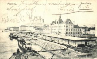 Pozsony, kikötő, gőzhajók / port, steamships (fa)