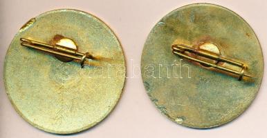 ~1970. "Úttörő gárda - Munkásőr / Egészségőr" 2xklf aranyozott, zománcozott fém jelvény T:...