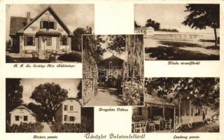 Balatonlelle, Erdélyi Mór üdülőtelep, Droguista Otthon, Riviera pensio, Lendvay pensio