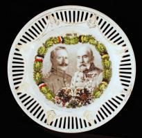 1914-1916, első világháborús porcelán tétel: 2 db füles bögre, jelzés nélkül, matricás (II. Vilmos é...