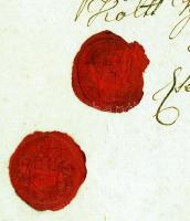 1823 Bizonysági levél. Kálóczy Sándor szolgabíró szép állapotú címeres családi pecsétjeivel. 38x24cm