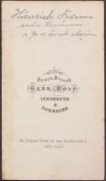 cca 1870 Hánzich Ferenc udvari tanácsos, keményhátú fotó, hátoldalon feliratozva, 6x10 cm