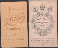 cca 1860-1870 Hölgyek a műteremben, 2 db keményhátú fotó, hátoldalon feliratozva, 6x10 cm