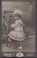 cca 1890 Gyermekfotók, keményhátú fotó, hátoldalon feliratozva, 17x10 cm