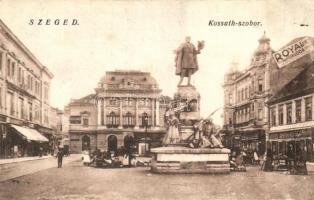 Szeged, Kossuth szobor, Wagner üzlete, piac, Royal Nagyszálloda