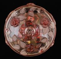 1 db rózsamintás csiszolt üveg váza, jelzés nélkül, hibátlan (d: 14,5 cm, m: 24,5 cm) + 1 db rózsami...