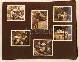 cca 1930-1940 Nyaralás a Velencei-tónál, 55 db fotó albumlapokra ragasztva, 4x5 és 17x11 cm közötti méretekben