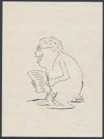 Srecko Puntaric "Felix"(1952-): Vigyorgó. Tus, papír, jelzett, 19×14 cm