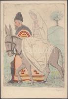 B. Koppány György: Úton Jeruzsálembe. Színes rézkarc, papír, jelzett, 13x10cm