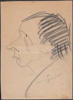 Jelzés nélkül: Major Tamás karikatúra. Szén, papír, 22×16 cm