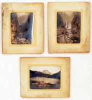 cca 1910-1920 Gyilkos-tó, 3 db fotó paszpartuban, 11x9 cm, paszpartu 16x13 cm