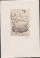 Nemes Török János (1900?-1980): Nyuszika hopp!  Erotikus rézkarc, papír, jelzett. 8,5x6,5cm. / Happy Easter! Erotic etchings, signed.