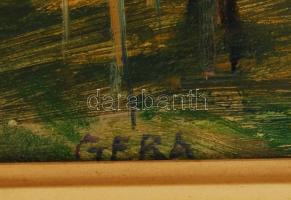 Gera Éva (1923-1996): Borospince. Olaj, farost, jelzett, keretben, 12×24 cm