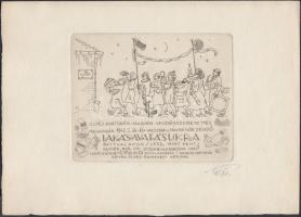 Nemes Török János (1900?-1980): Batyubuli!  Rézkarc, papír, jelzett. 9x11,5cm