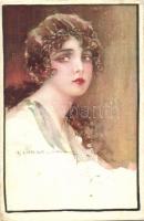 Lady, Italian art postcard, Anna &amp; Gasparini 356-5. s: Corbella (wet corner)