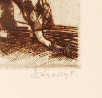 Jánossy Ferenc (1926-1983): Olasz carneválozók. Rézkarc, papír, jelzett, üvegezett keretben, 19×29 c...