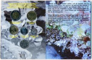 Finnország 2000. 10p-10M (5xklf) + "Finn Pénzverde" emlékérem, forgalmi sor dísztokban T:1...