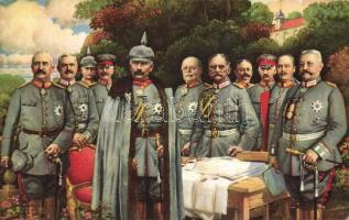 Unsere Heerführer im Osten / Wilhelm II, Hindenburg and generals; German military
