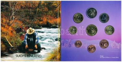 Finnország 2003. 1c-2€ (8xklf) + "Finn Pénzverde" emlékérem, forgalmi sor dísztokban T:1 Finland 2003. 1 Cent - 2 Euro (8xdiff) + "Mint of Finland Ltd" medallion, coin set in paper case C:UNC