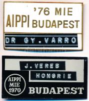 1970-1976. "Aippi Mie Budapest" 2xklf jelvény, egyik zománcozott T:2